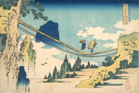 The Suspension Bridge on the Border of Hida and Etchū Provinces - Hokusai
