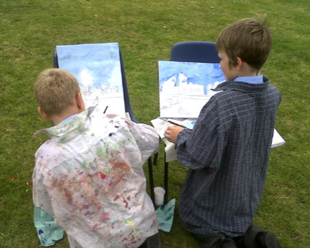 Children painting like Monet